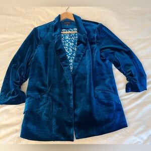 Skies are Blue Ruched Velvet Blazer